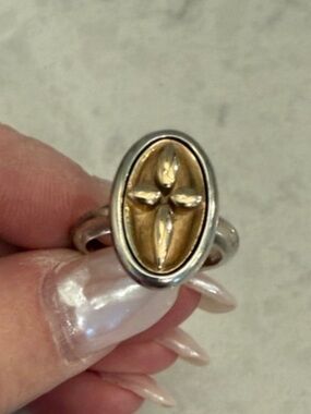 James Avery Two-Tone Oval Cross Ring - Gold & Silver